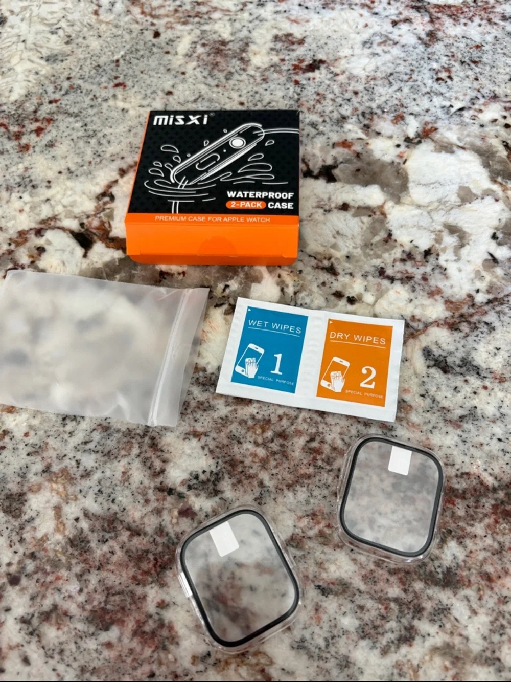 MISXi Waterproof 2-Pack Apple Watch Case - Black & Orange